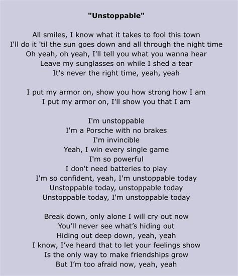 unstoppable song lyrics